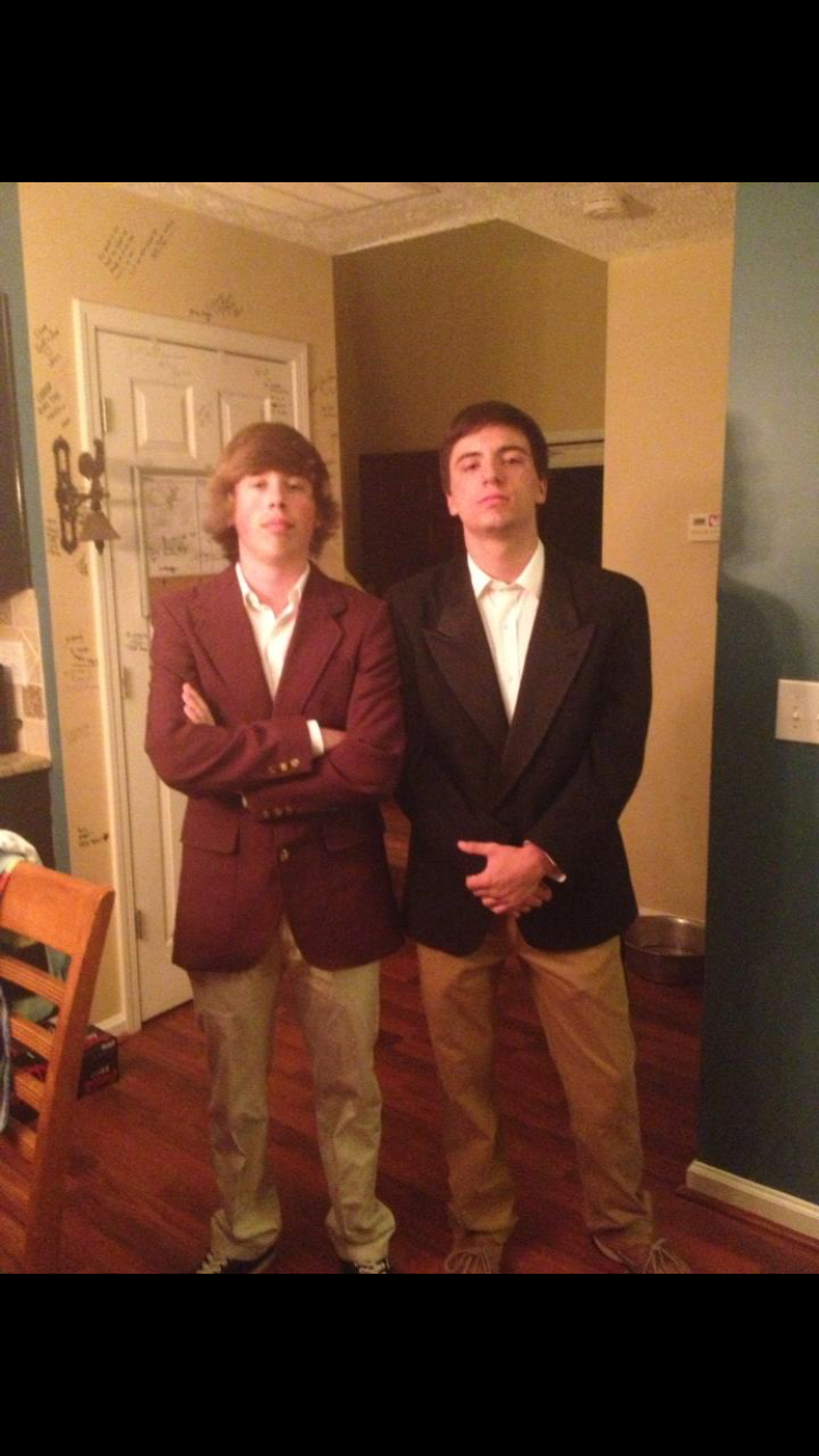 Noah and Nick as teenagers, dressed up and standing side by side